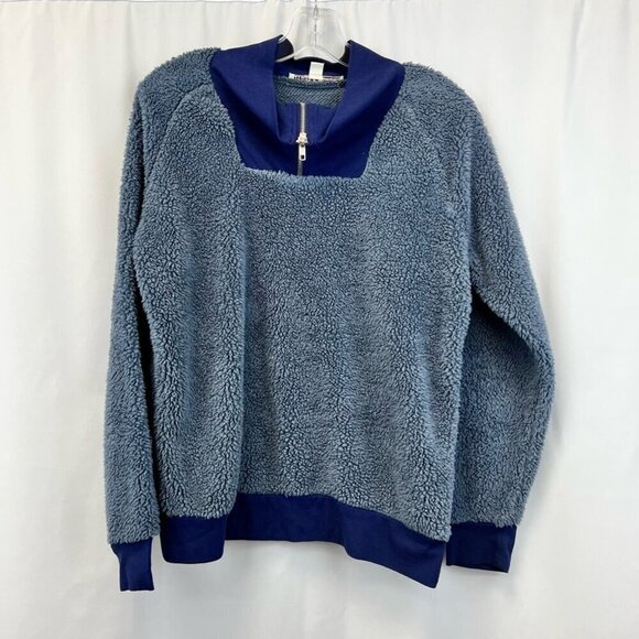 Gypsies & Moondust Womens Pullover Fleece Gray Blue 1/4 Zip Long Sleeve M - Picture 1 of 10